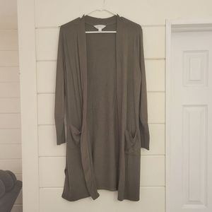 StitchFix Long olive green cardigan